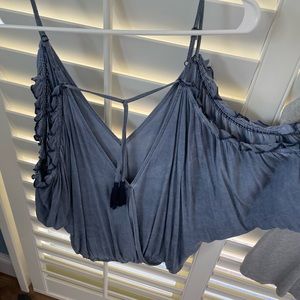 Vintage Havana off the shoulder low back blue top